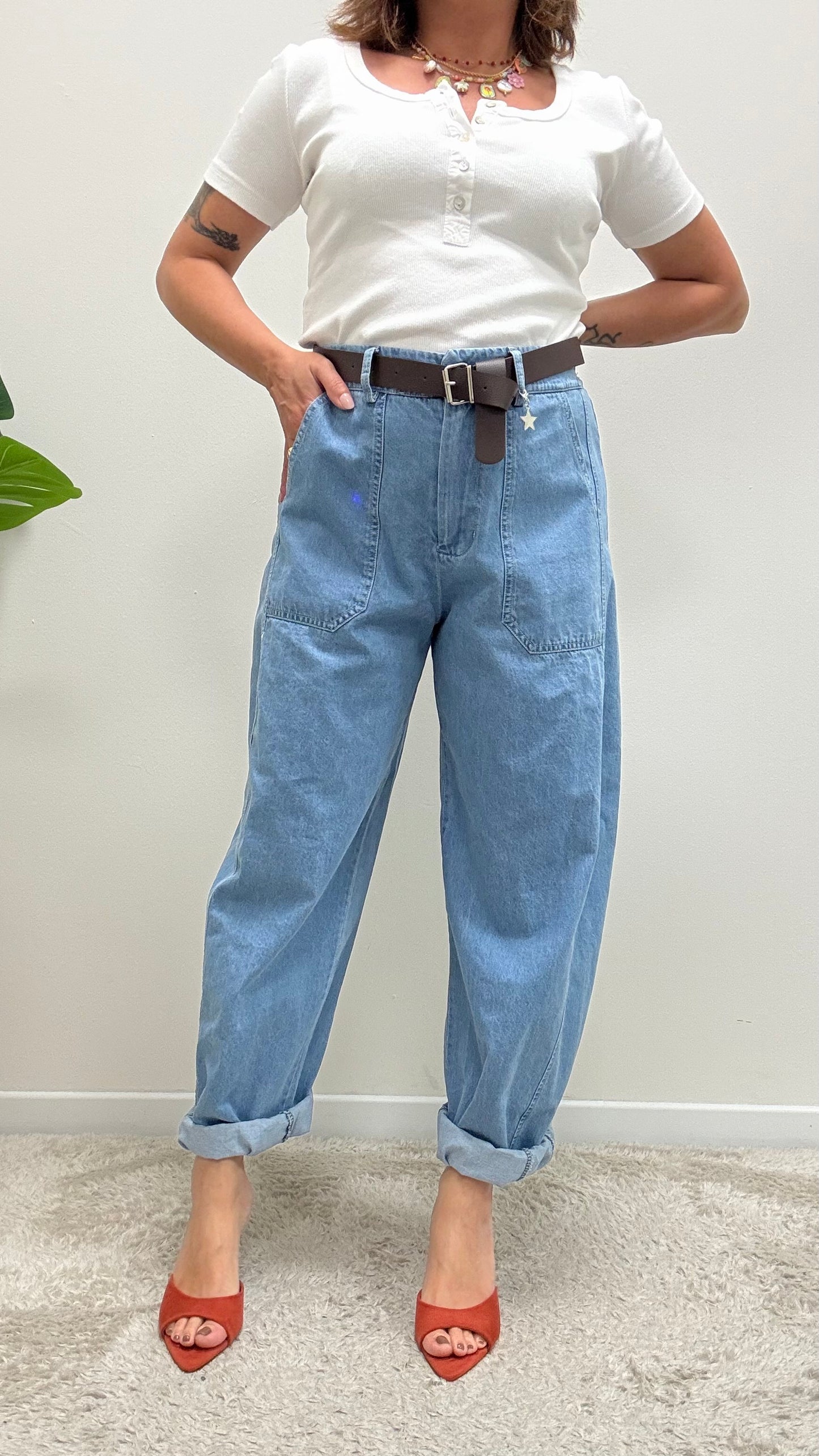 Pantaloni ovetto stellina in Chambray Susy Mix