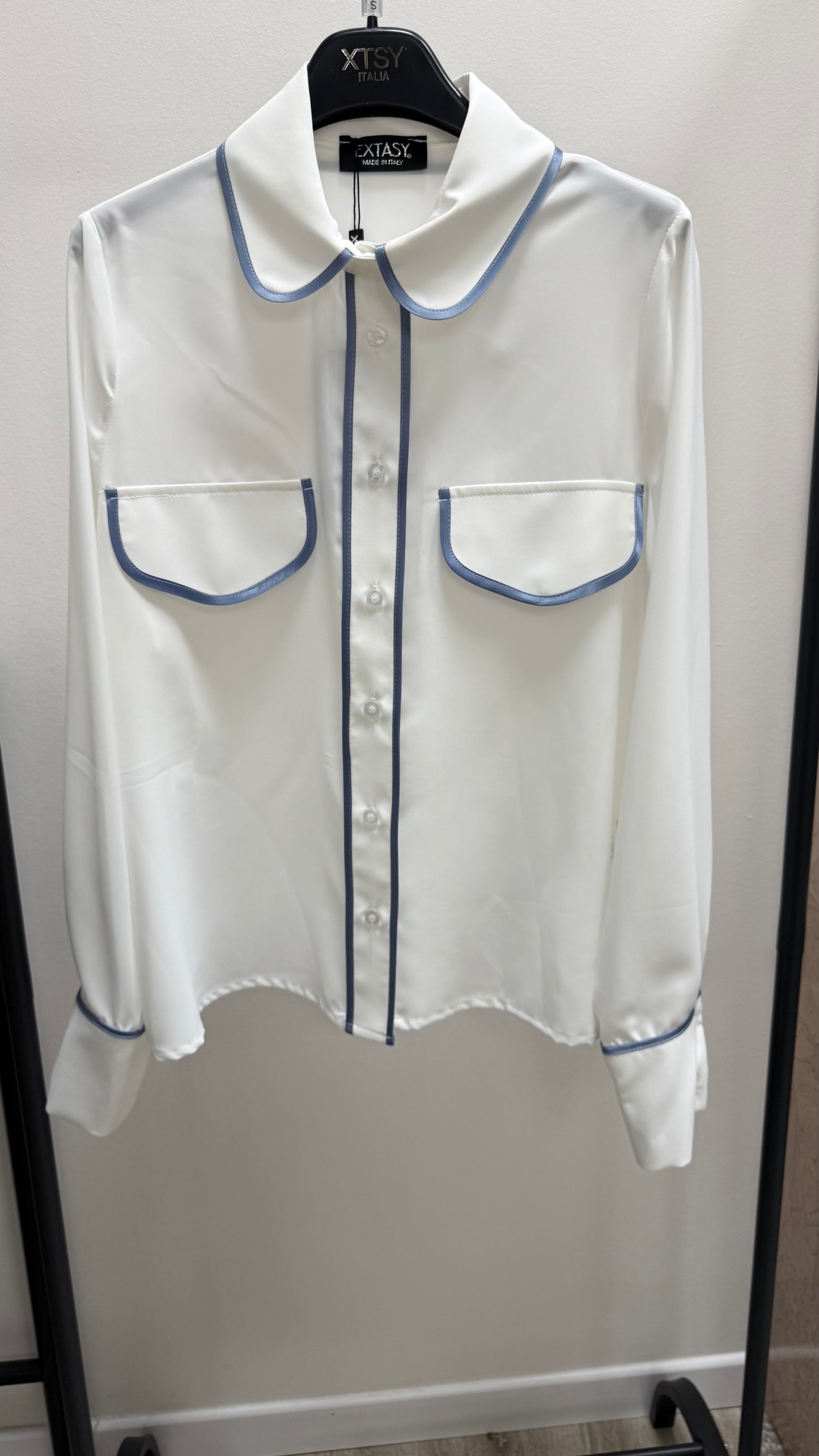 Camicia bon ton profili Extasy bianca