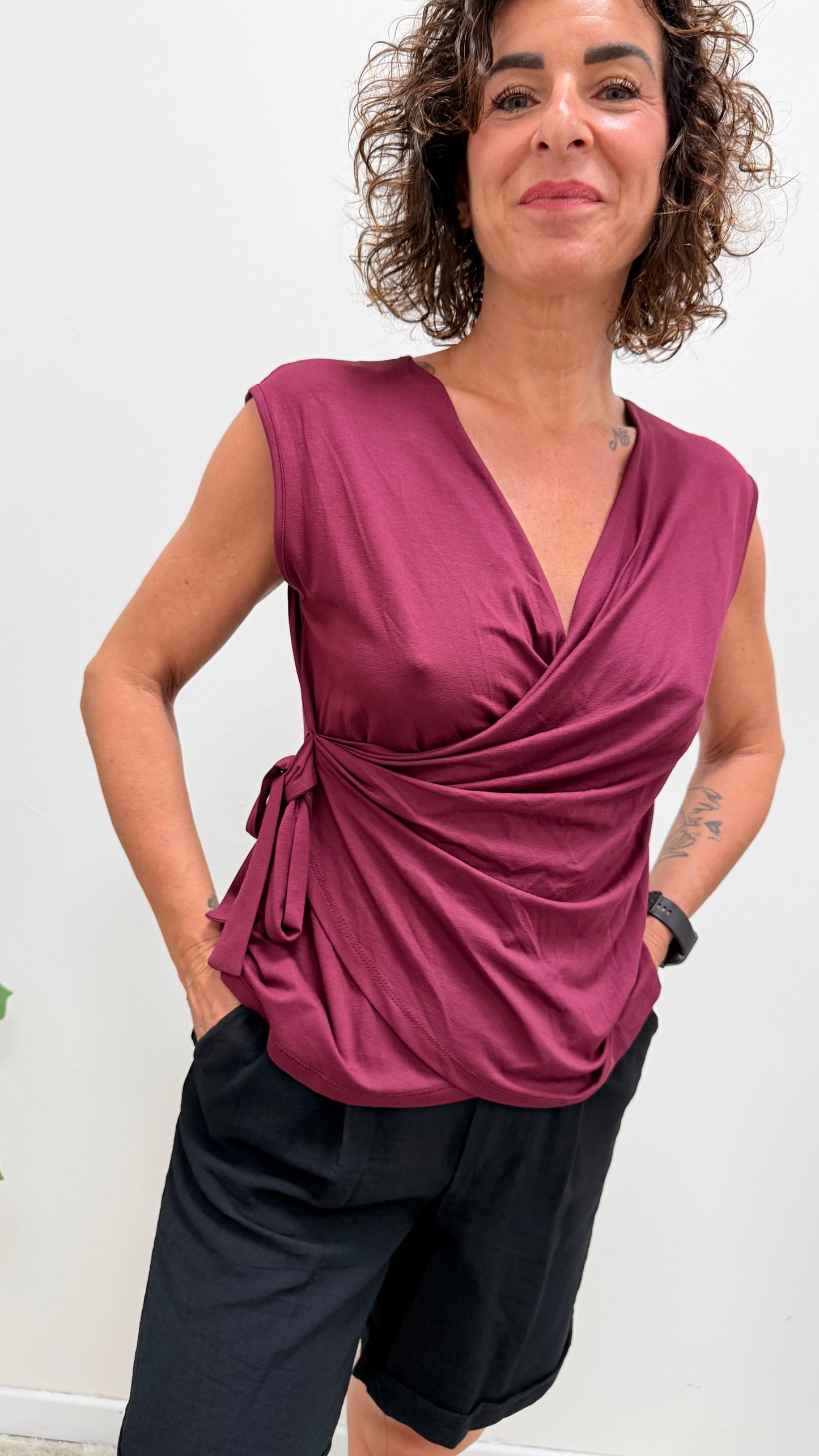 Blusa incrocio con nodo Extasy vino