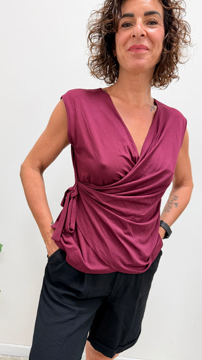 Blusa incrocio con nodo Extasy vino