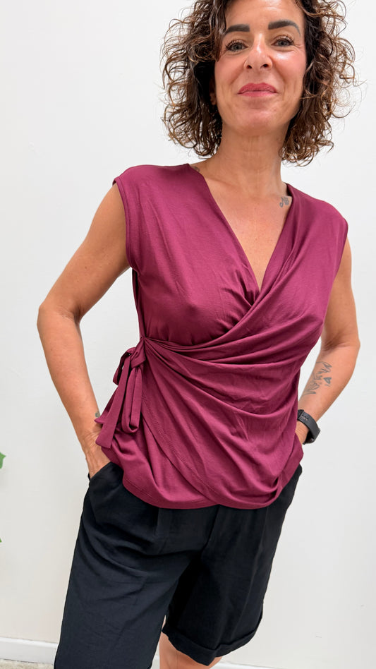 Blusa incrocio con nodo Extasy vino