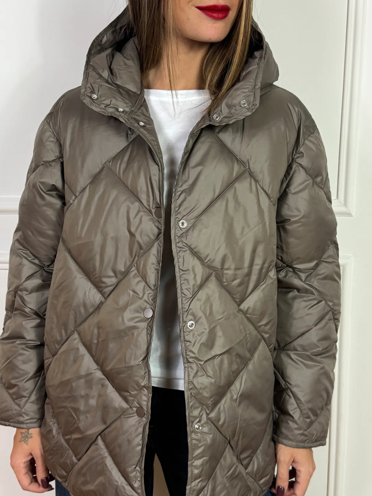 Piumino tortora trapuntato jjxx