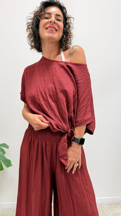 Blusa con nodo Extasy vino