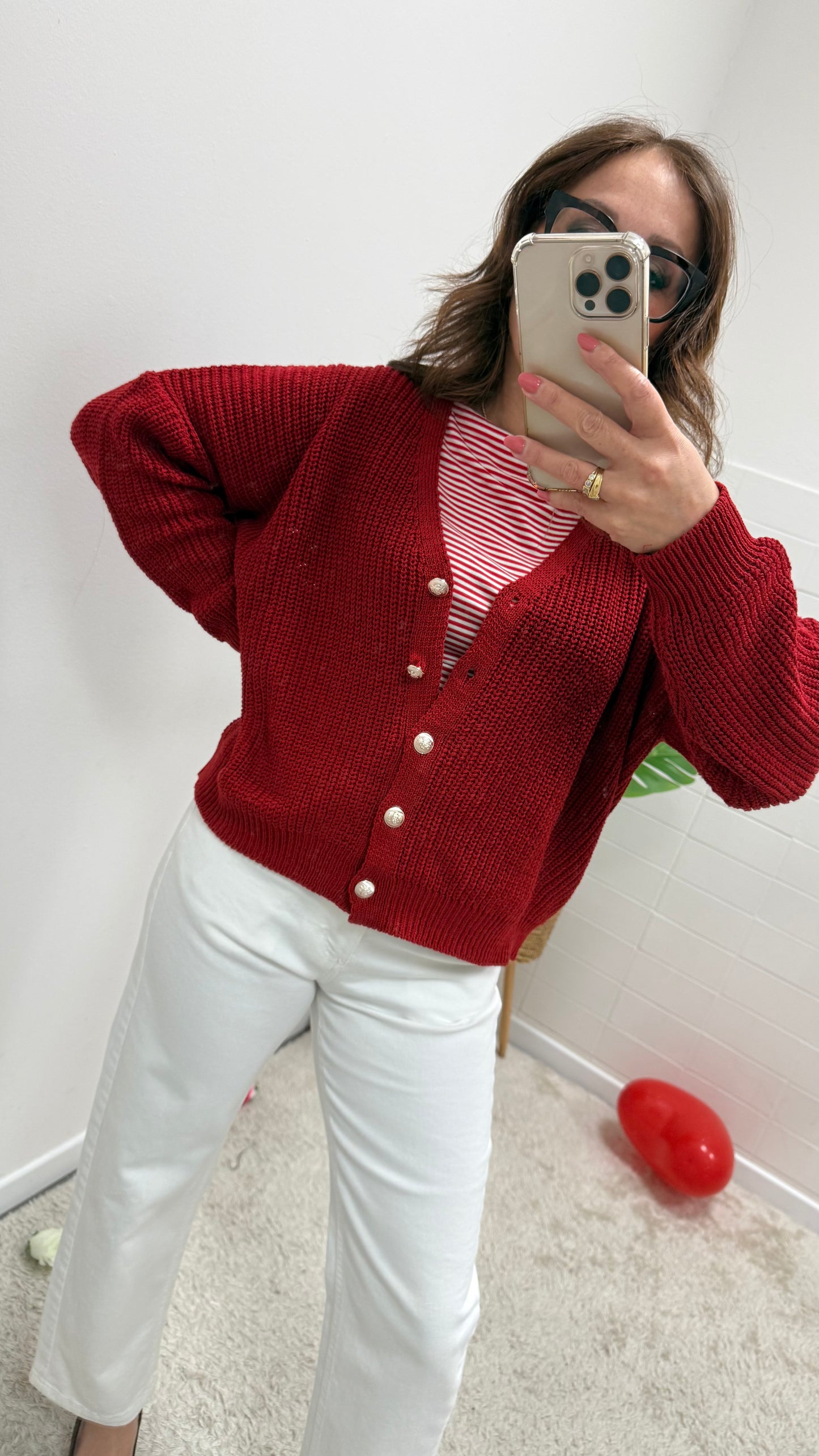 Cardigan Gioiello Rosso Susy Mix