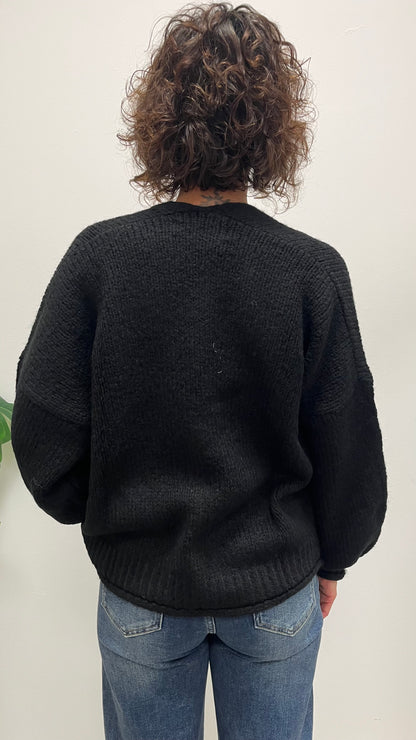 Cardigan Tre Bottoni HaveOne Nero Art.JIT-P020