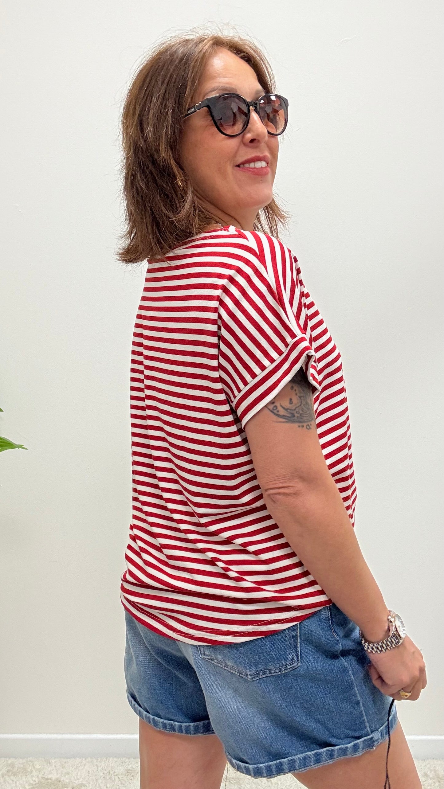 T-shirt kimono righe Susy Mix rosso
