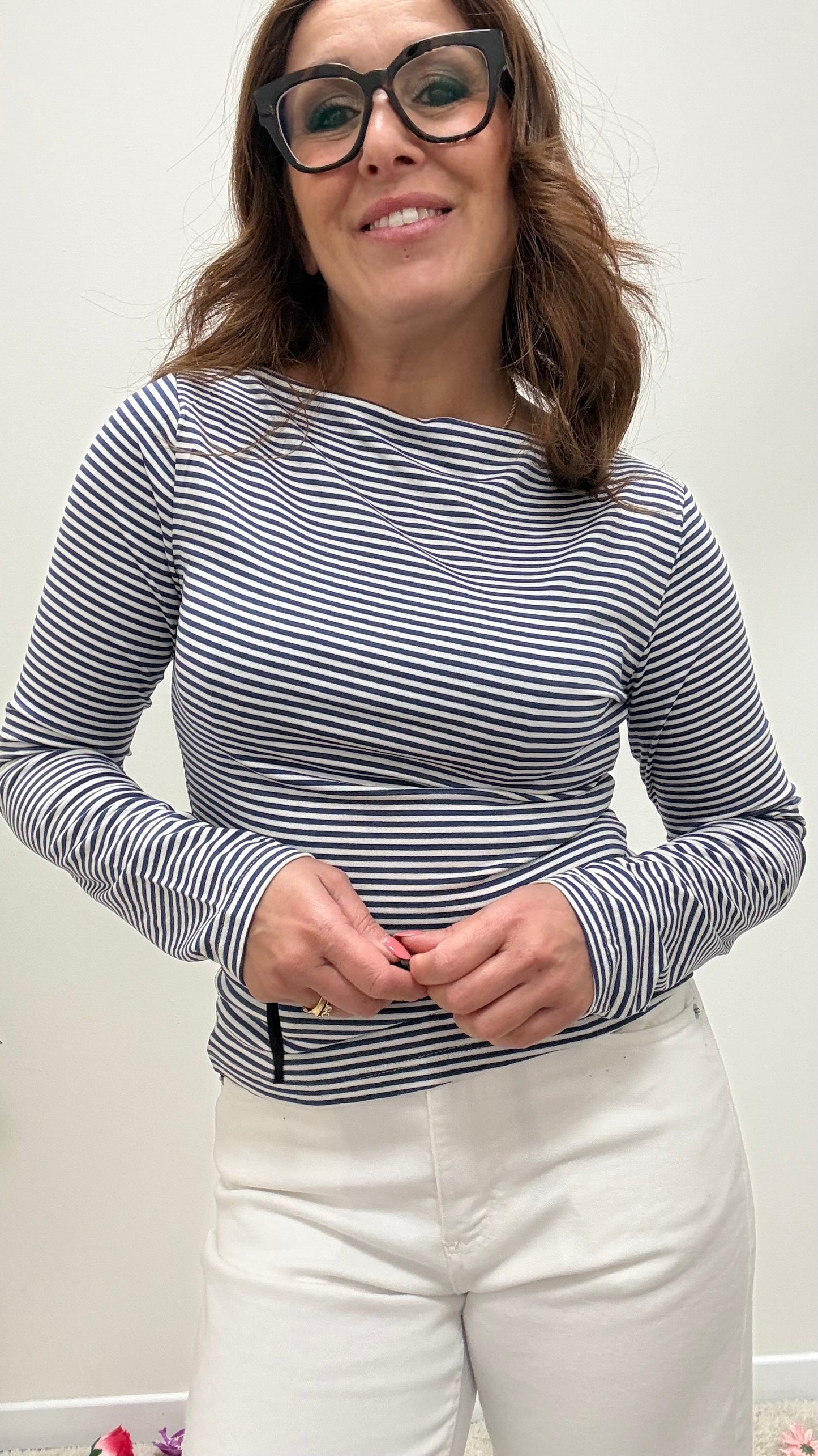 Maglia scollo a barca righe Haveone blu