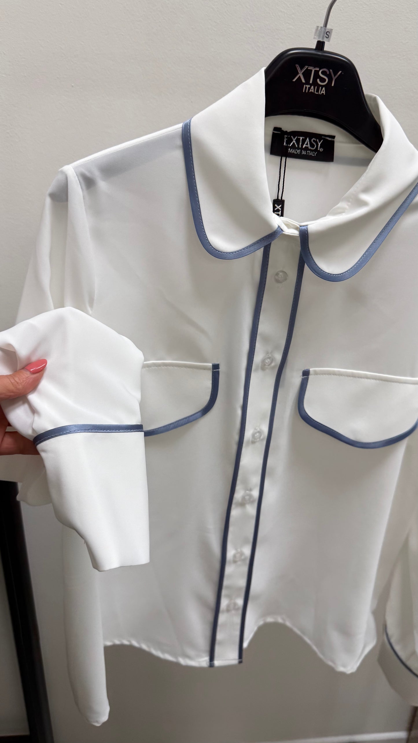 Camicia bon ton profili Extasy bianca