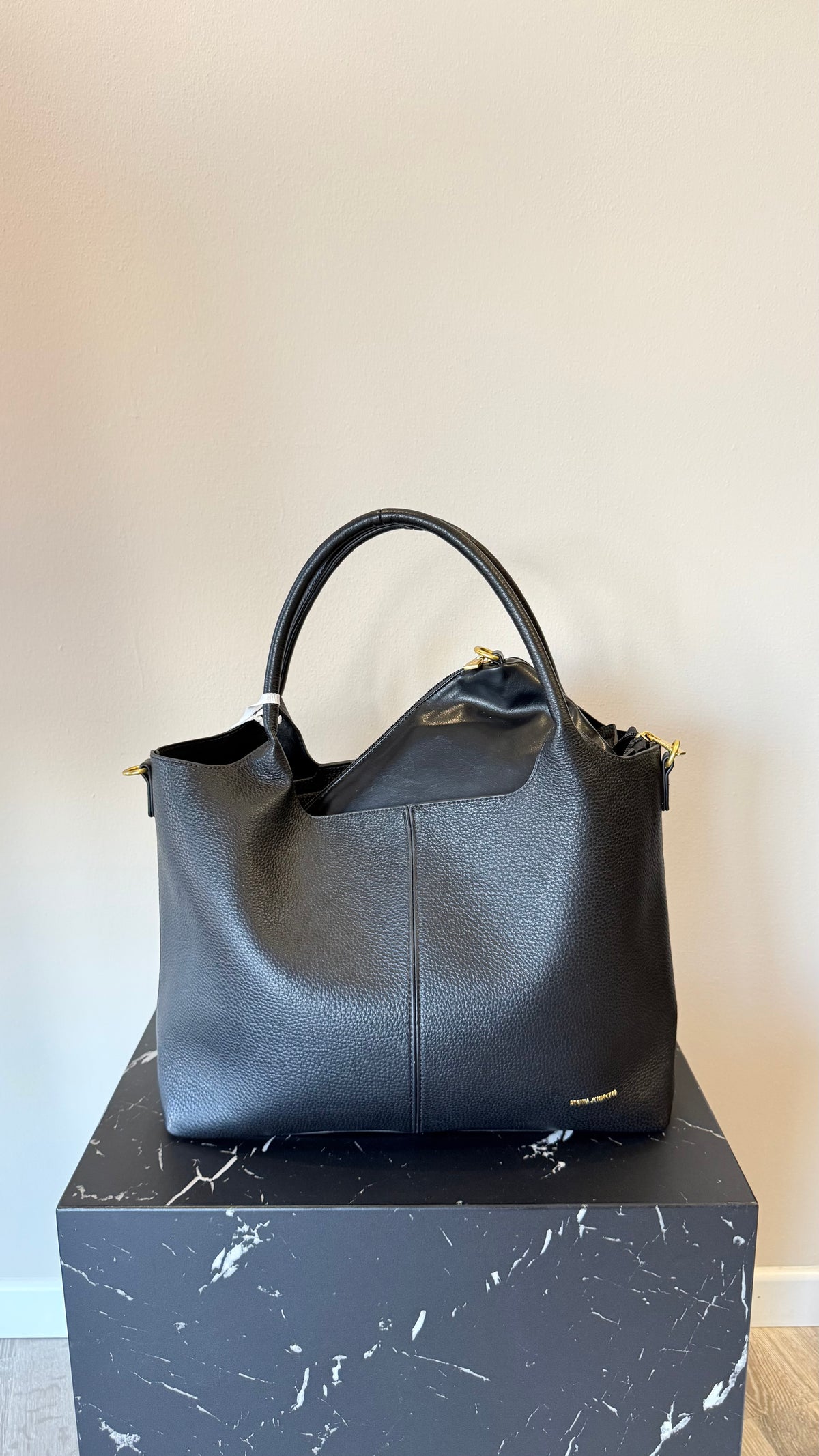 Borsa con pochette in ecopelle nera Memoire