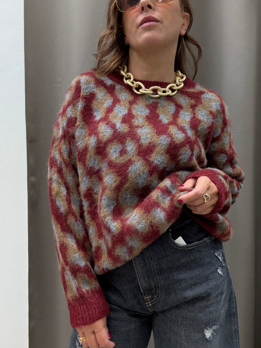 HaveOne Maglia Jacquard Vino