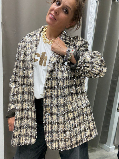 Giacca check paillettes Susy Mix
