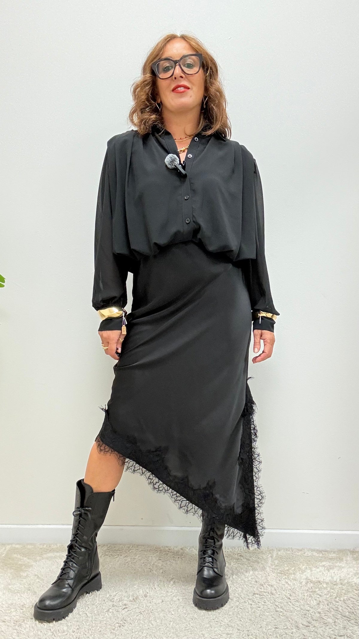 Longuette con Pizzo Asimmetrica Nero HaveOne Art.GMA-R040