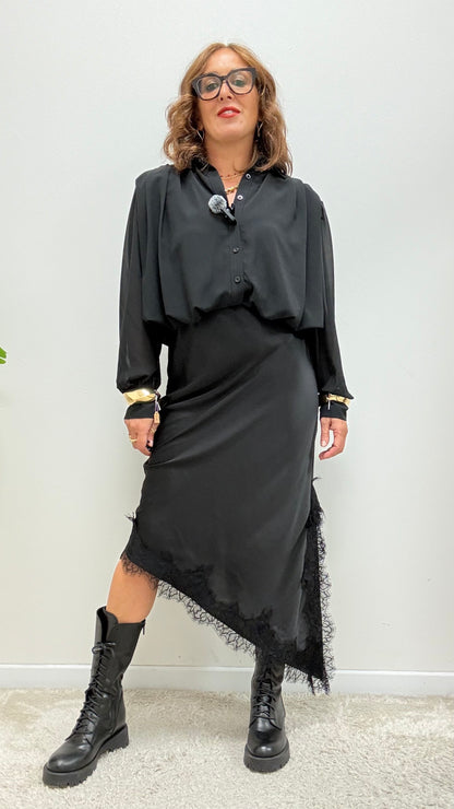 Longuette con Pizzo Asimmetrica Nero HaveOne Art.GMA-R040