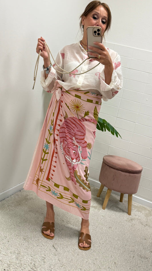 Gonna pareo lunga tigre rosa Haveone