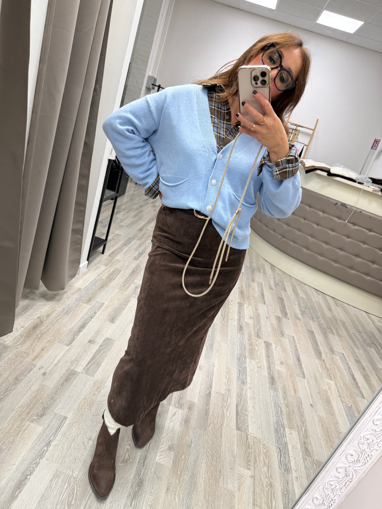 Cardigan dritto viscosa rasata con taschine Haveone