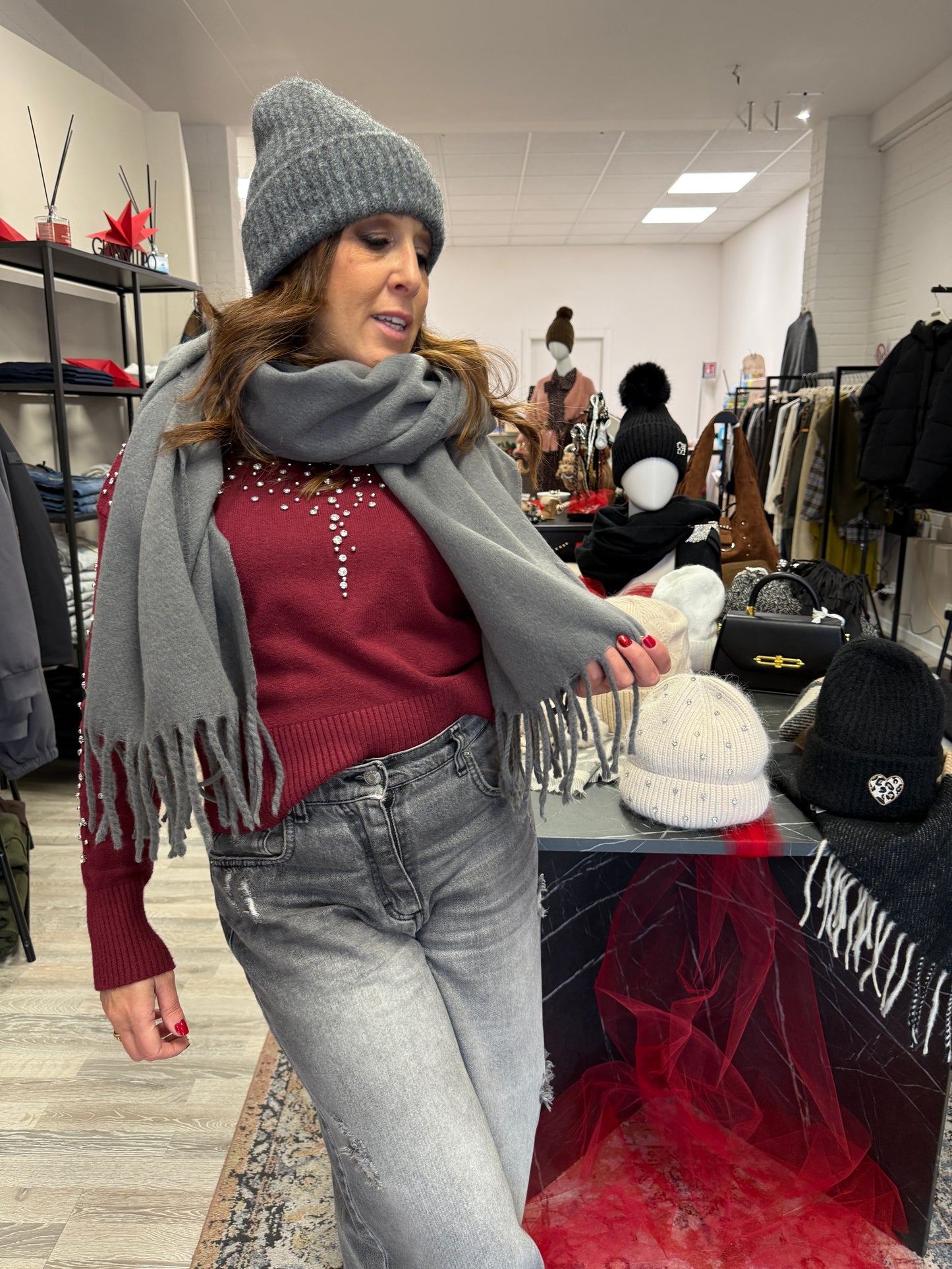 Sciarpa tinta unita grigio calda viscosa Memoire