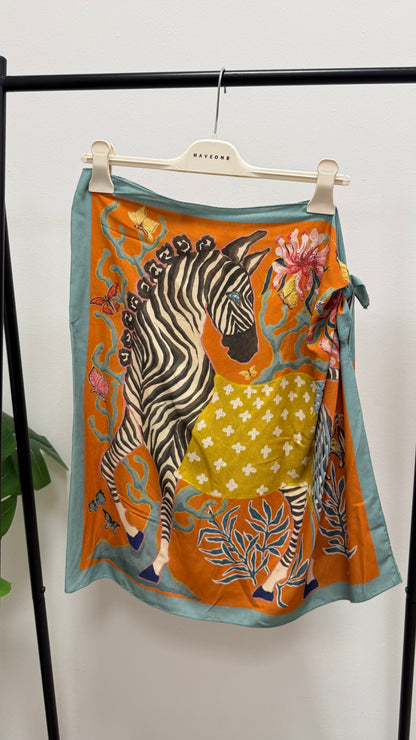 Gonna pareo corta zebra arancio Haveone