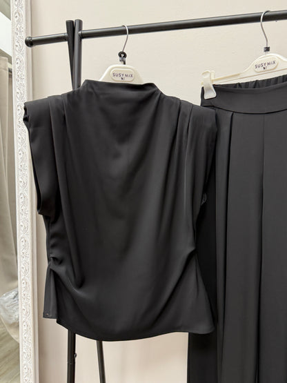 Completo fluido spalline Susy Mix nero