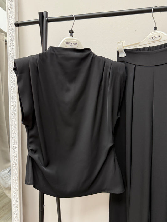 Completo fluido spalline Susy Mix nero