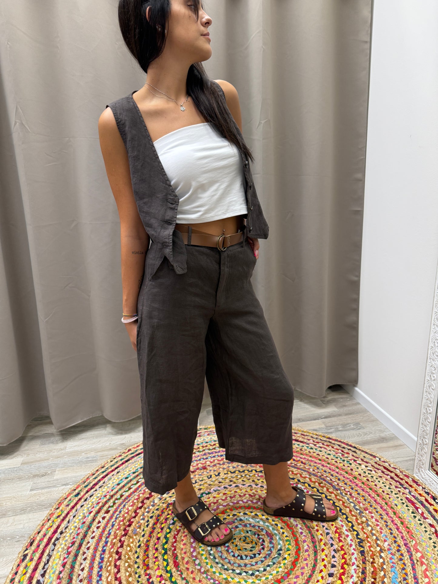 Gilet in lino moro Haveone