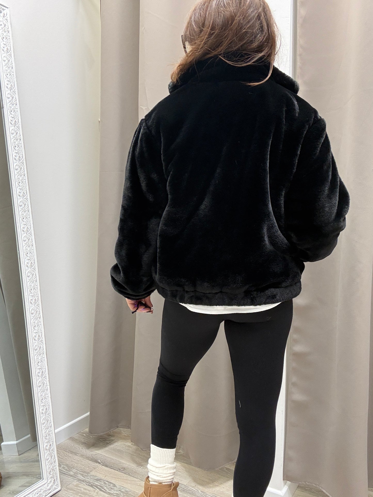 Pelliccia eco nero bomber Haveone