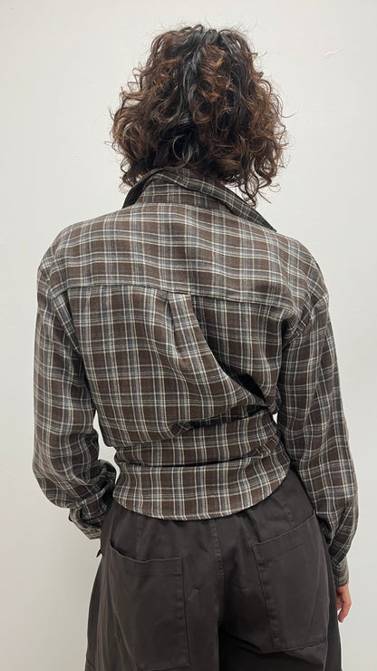 Camicia donna fantasia check con taschini e scritta My-d