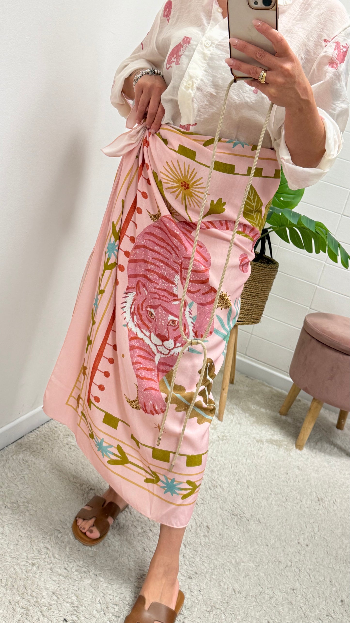 Gonna pareo lunga tigre rosa Haveone