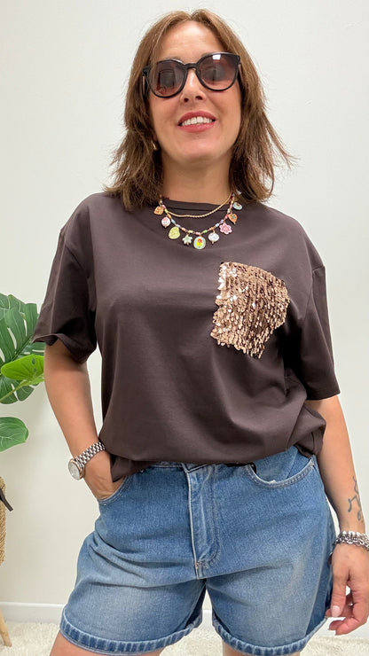 T-shirt tasca paillettes Moro Susy Mix