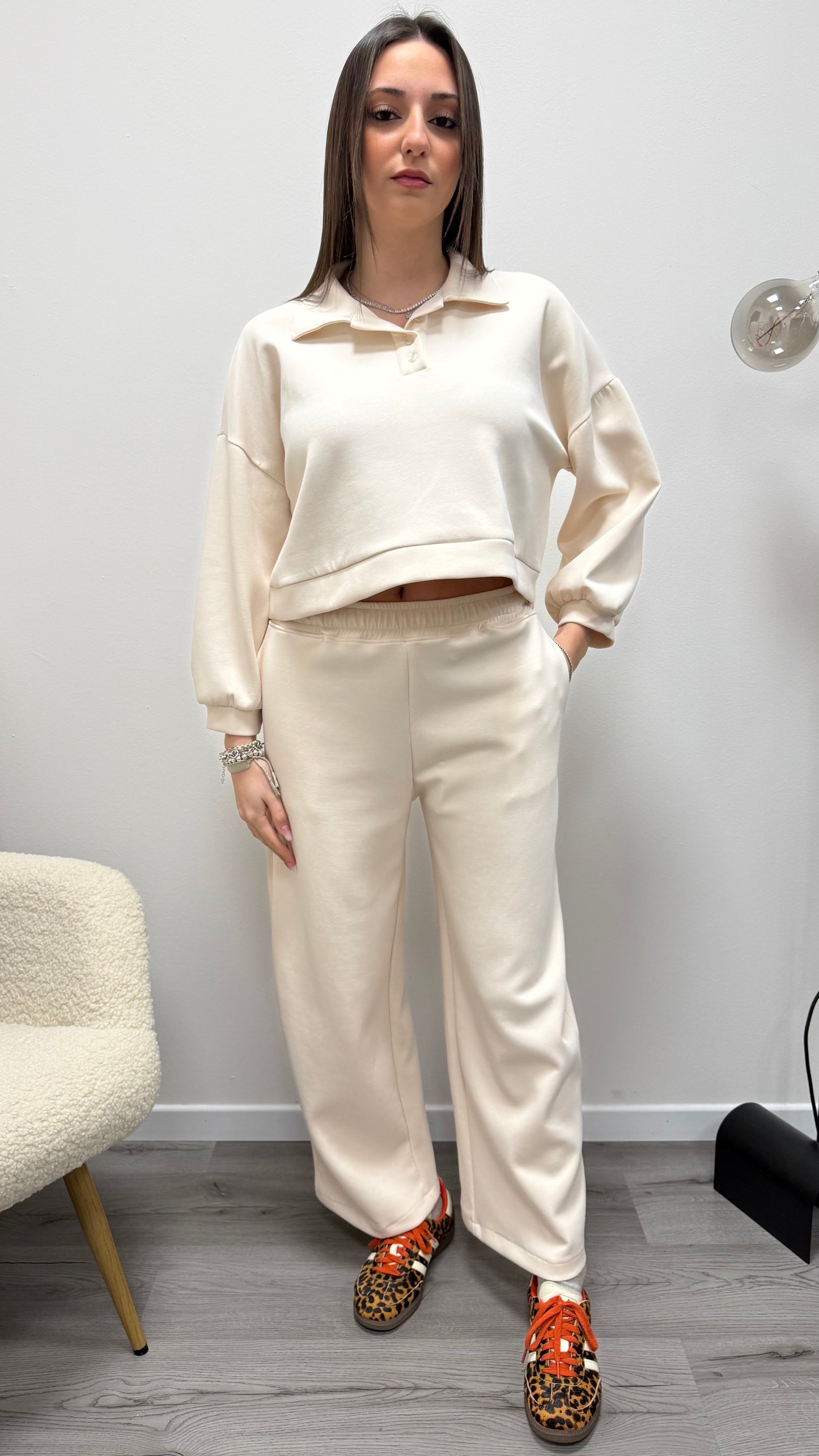 Felpa scuba polo Crop burro Haveone