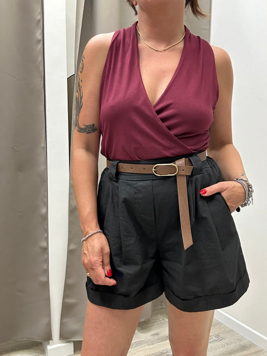 HaveOne Shorts con Risvolto Nero