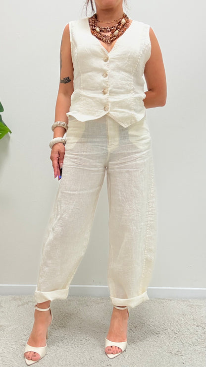 Pantaloni Barbara in lino burro Haveone