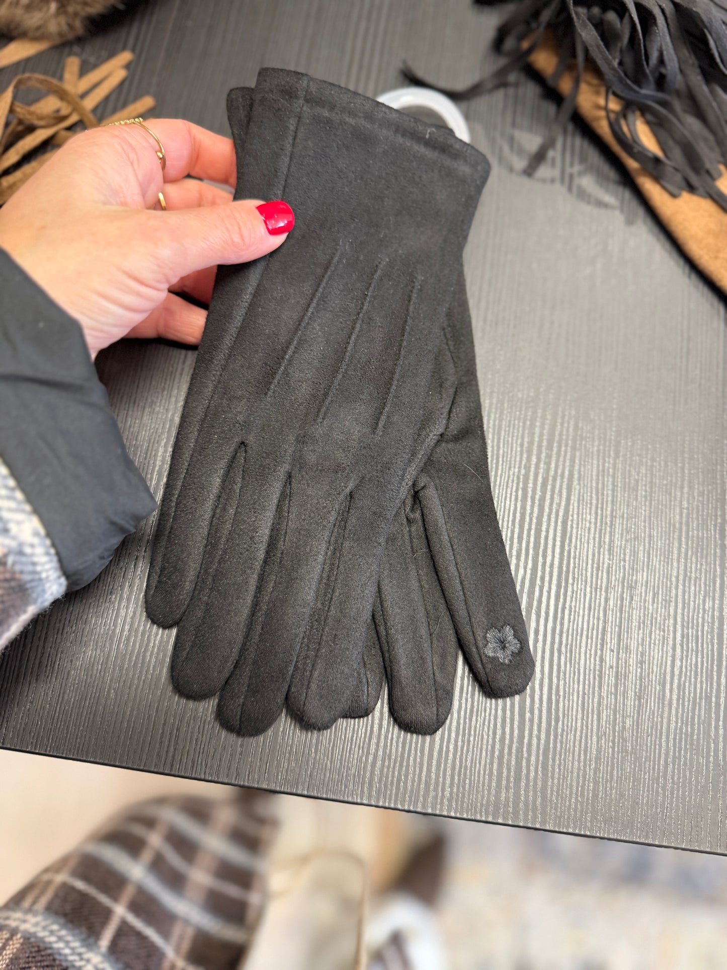 Guanti ecocamoscio nero Susy mix