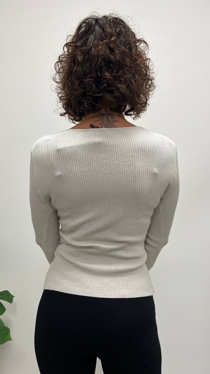 Maglia incrociata Lurex Extasy burro