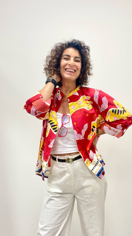 Camicia fantasia Suzani rossa Haveone