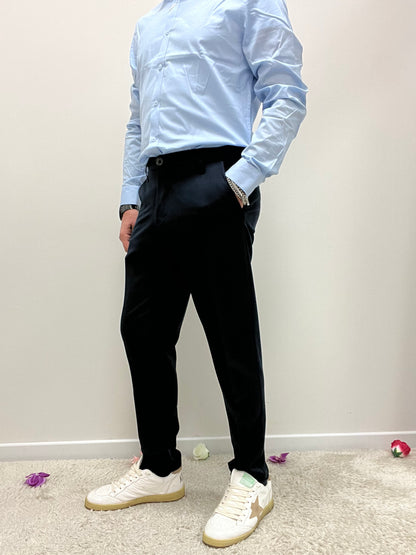 Pantalone Con Risvolto Blu Navy Imperial