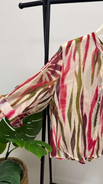 Camicia palme fucsia e verde HaveOne