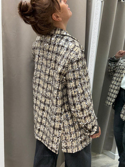 Giacca check paillettes Susy Mix