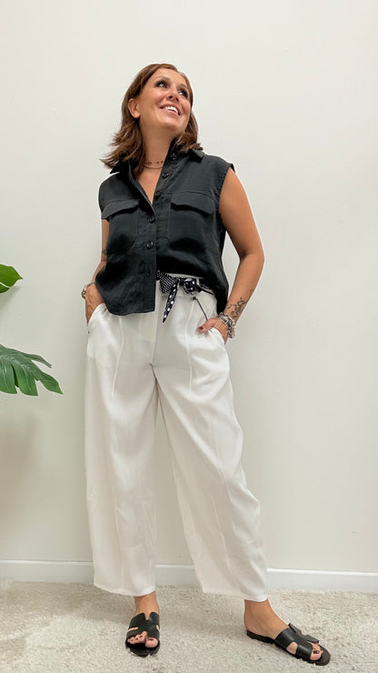 Camicia smanicata cupro nero Extasy