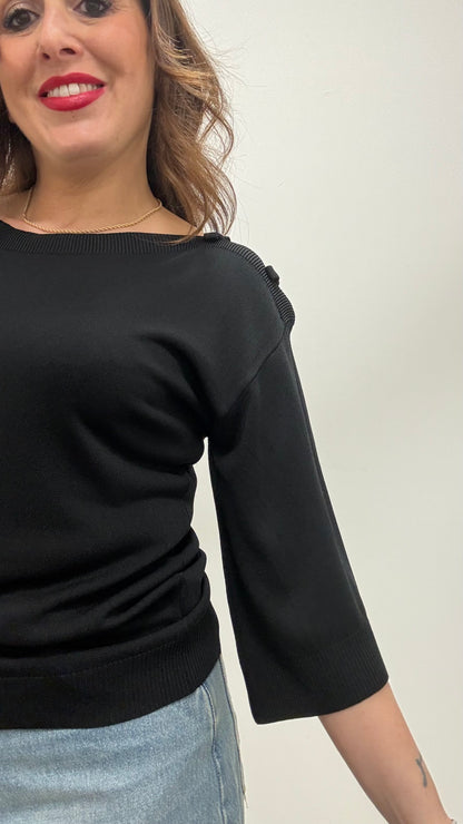 Maglia con Cut Out e Fiocchi Extasy Nera