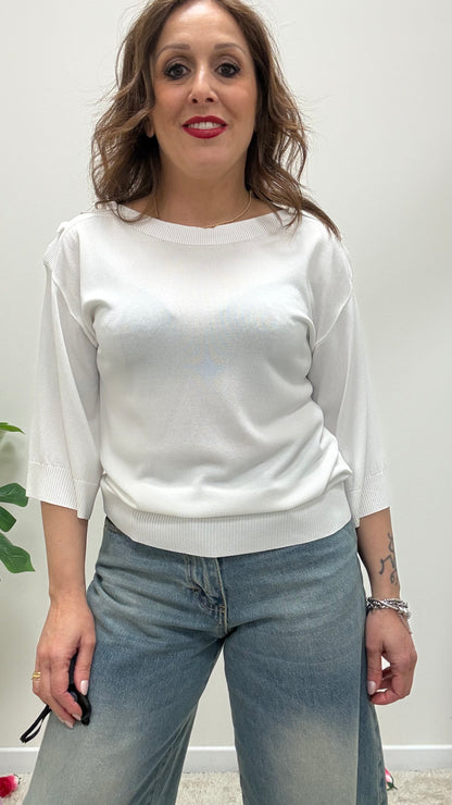 Maglia con Cut Out e Fiocchi Extasy Bianca