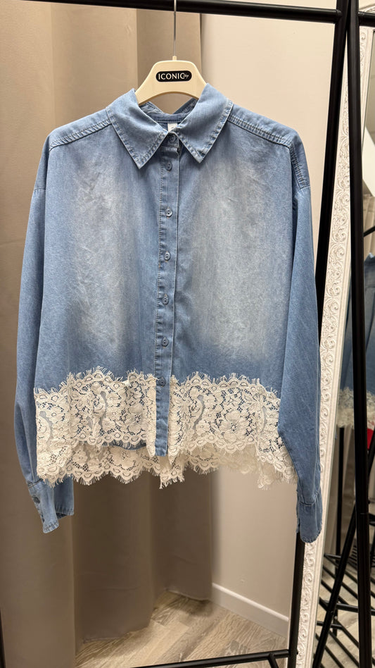 Camicia chambray con pizzo Tensione In