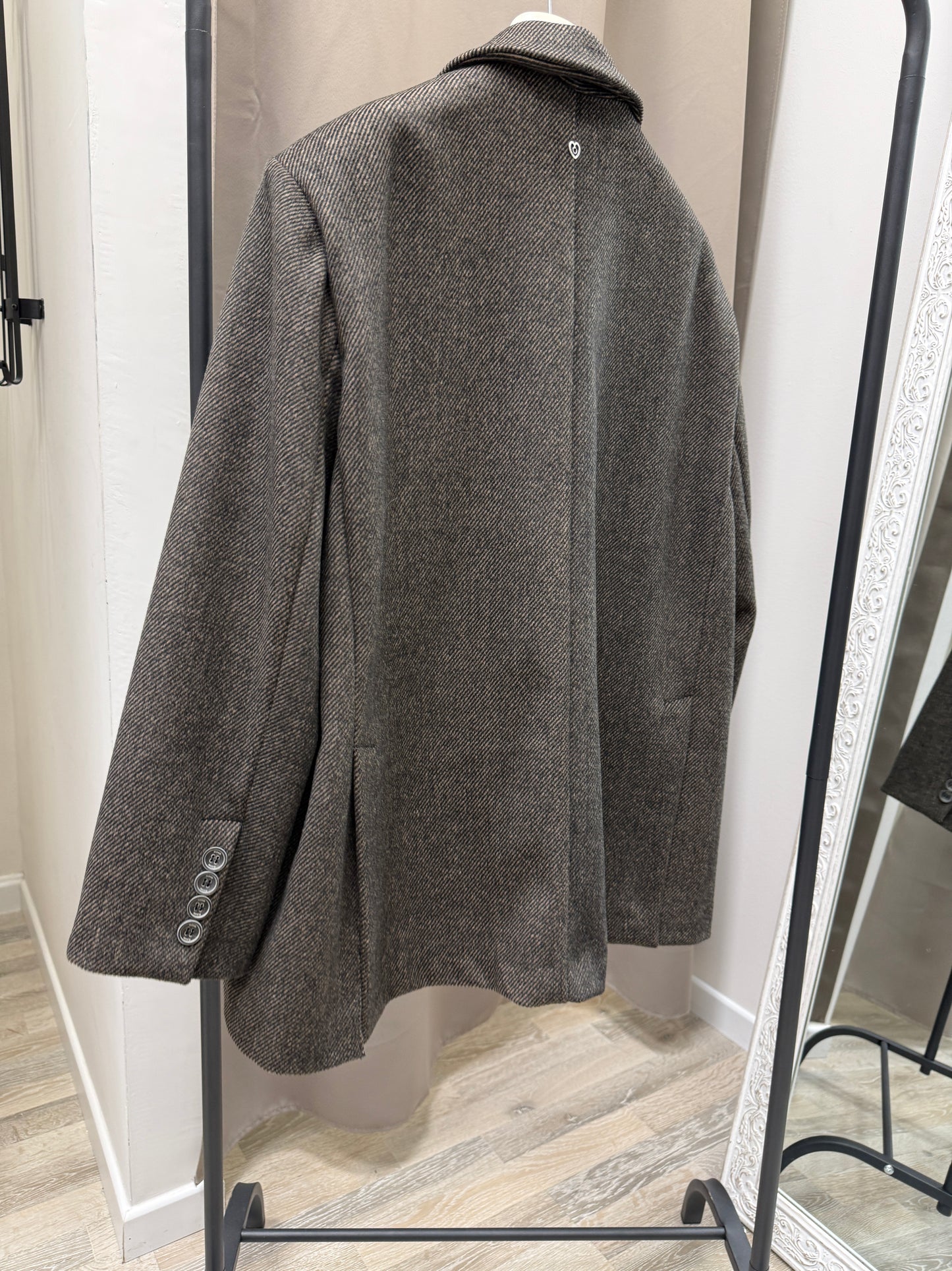 Giacca cappotto over spigata moro con spacchetti