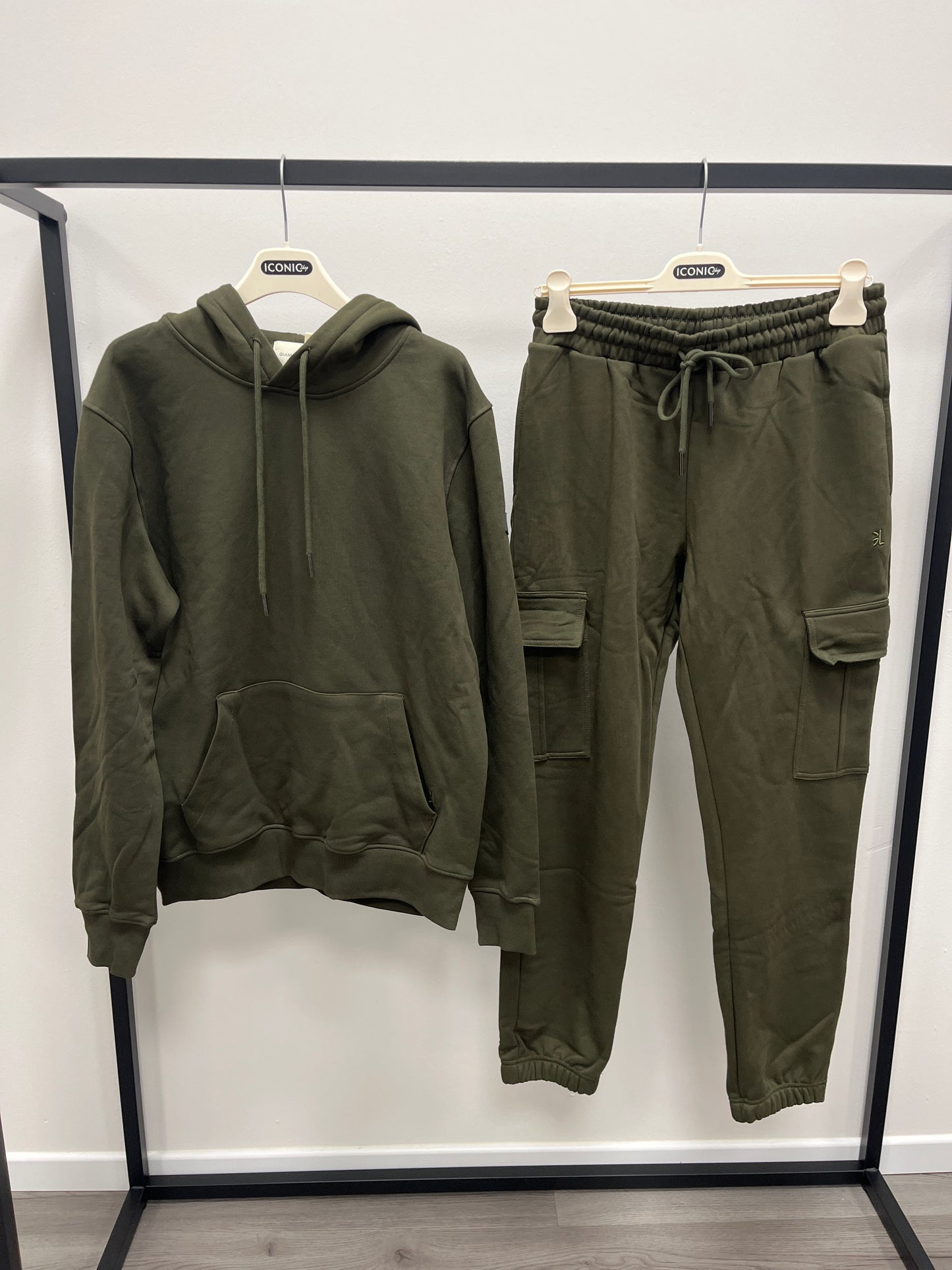 Pantalone in Felpa Cargo Verde Militare Uomo Gianni Lupo