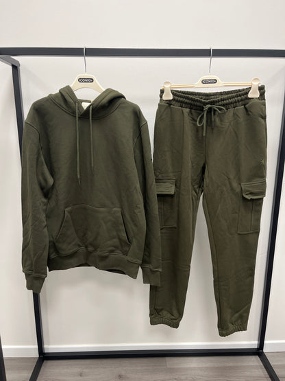 Pantalone in Felpa Cargo Verde Militare Uomo Gianni Lupo