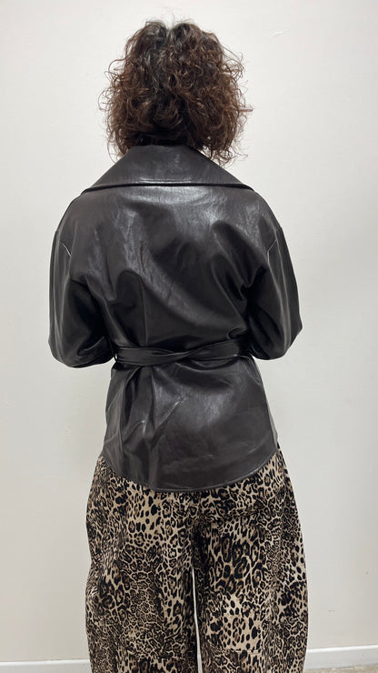 Giacca Camicia Ecopelle Extasy Moro