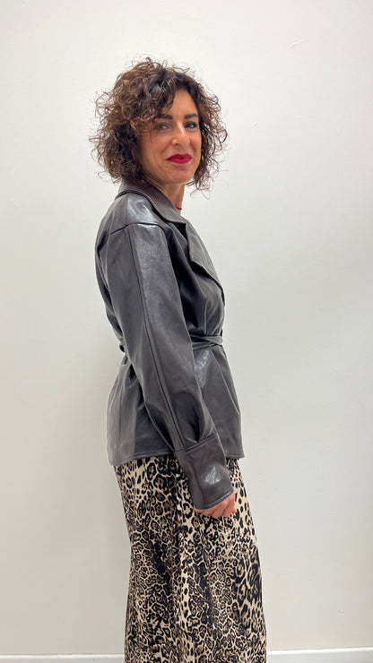 Giacca Camicia Ecopelle Extasy Moro