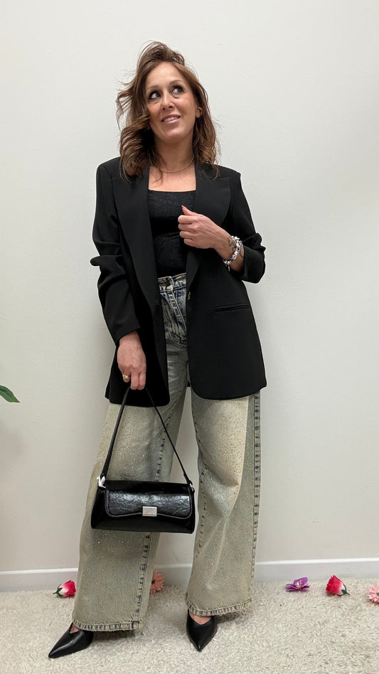 Giacca monopetto tessuto fluido Susy Mix