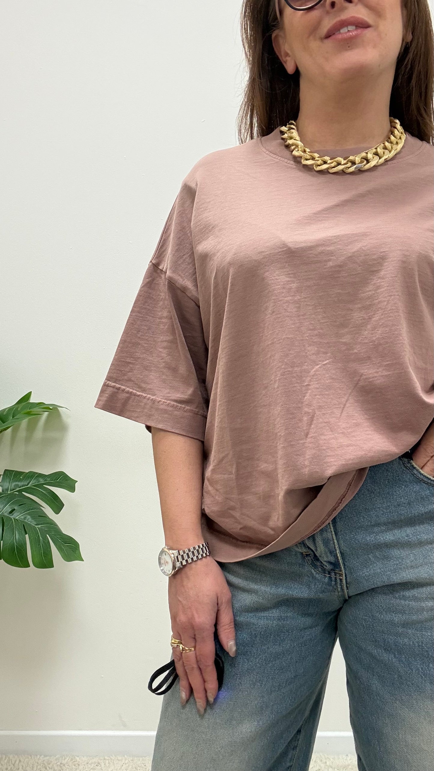 T-shirt scatola Haveone rosa blush