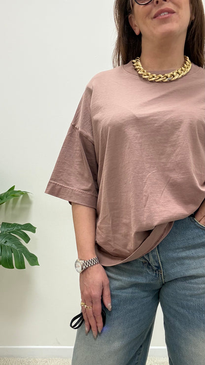 T-shirt scatola Haveone rosa blush