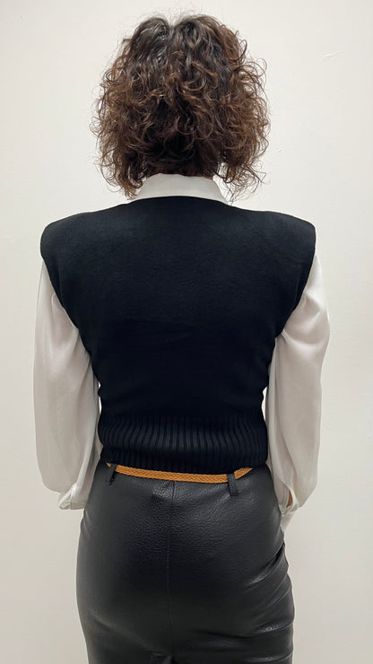 Gilet strass e perle nero Extasy